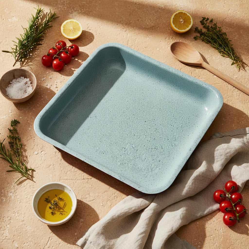 Ταψί Πέτρινο (Marble) Κεραμικό Ορθογώνιο Νο 30 – Κόκκινο, Αντικολλητικό & Ανθεκτικό