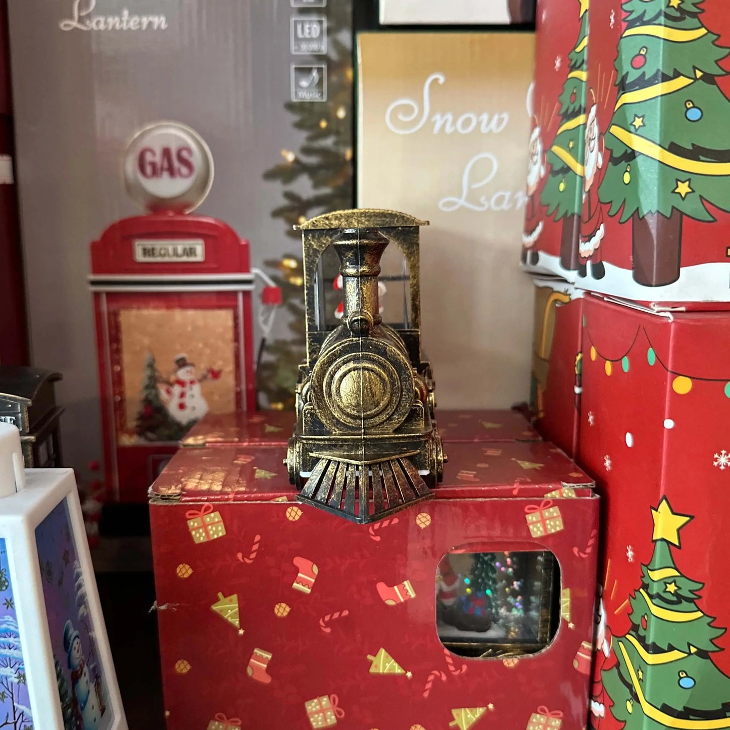 Χριστουγεννιάτικο Τρενάκι με Χιονόθολη & Άγιο Βασίλη – Vintage Bronze