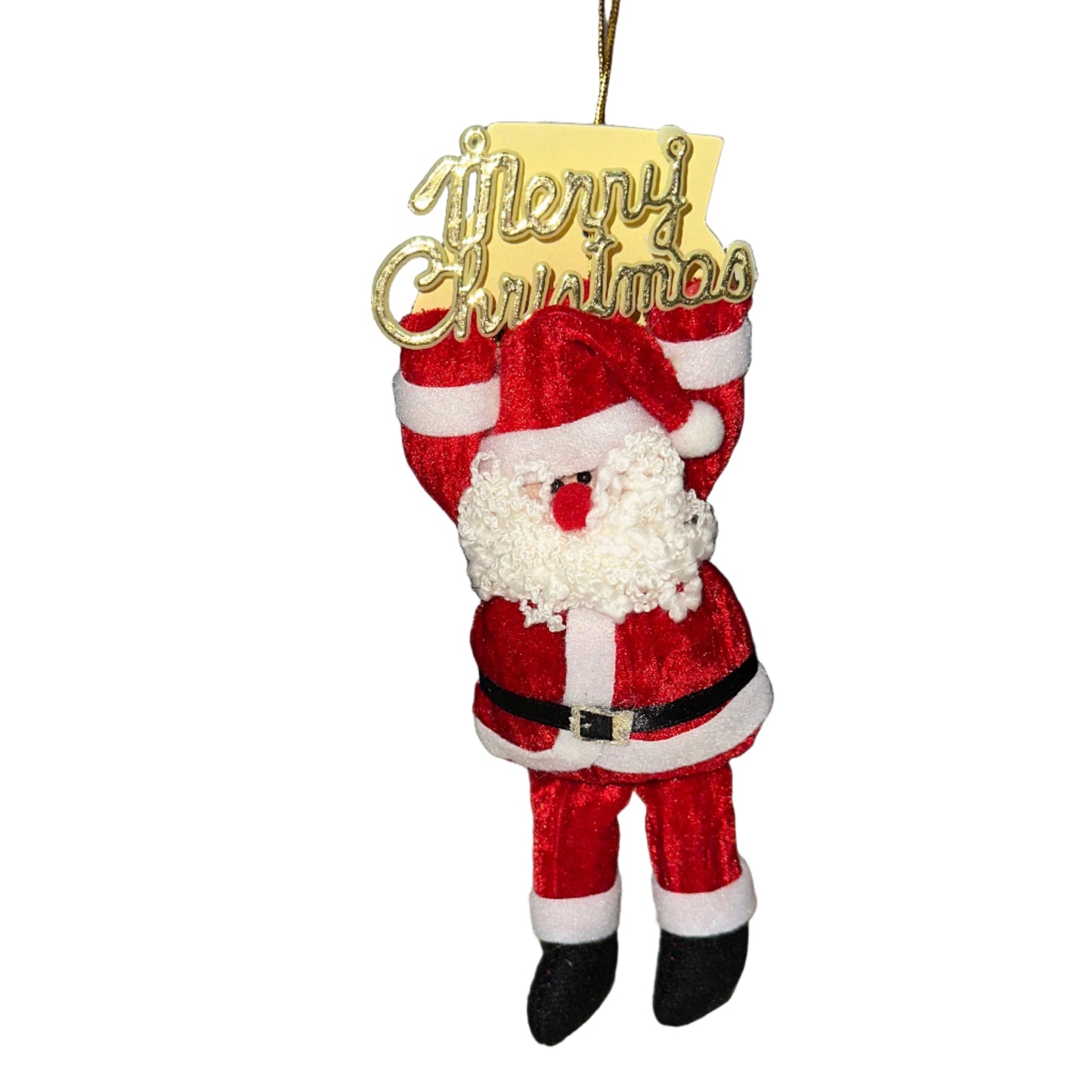 Γιορτινό Στολίδι Άγιος Βασίλης με Επιγραφή "Merry Christmas" – Χριστουγεννιάτικη Διακόσμηση Δέντρου