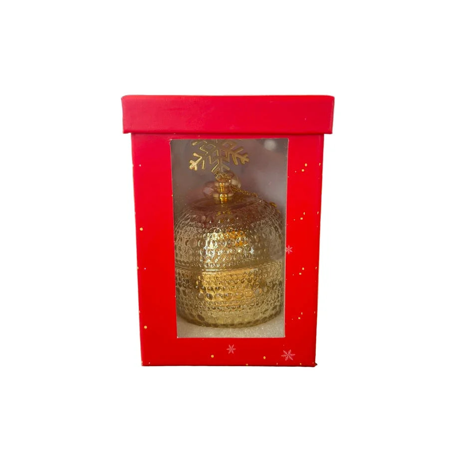 Γούρι 2026 με Αρωματικό Κερί – Χρυσή Σφαίρα με Νιφάδα & Φούντα σε Συλλεκτική Συσκευασία