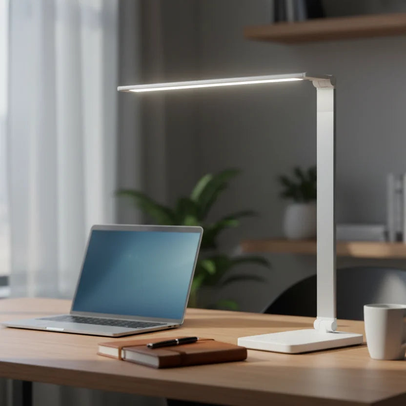 Επιτραπέζιο Φωτιστικό Γραφείου με Ρυθμιζόμενο Βραχίονα (Ασημί)