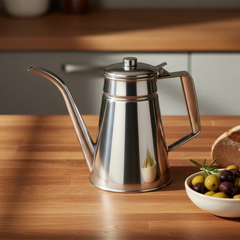 Ανοξείδωτο Δοχείο Λαδιού - Λαδικό με Μακρύ Στόμιο (1L)