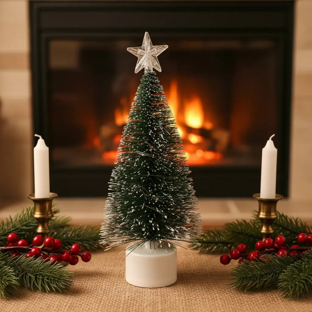 Μικρό Χριστουγεννιάτικο Δεντράκι με Χιονισμένες Άκρες & Αστέρι