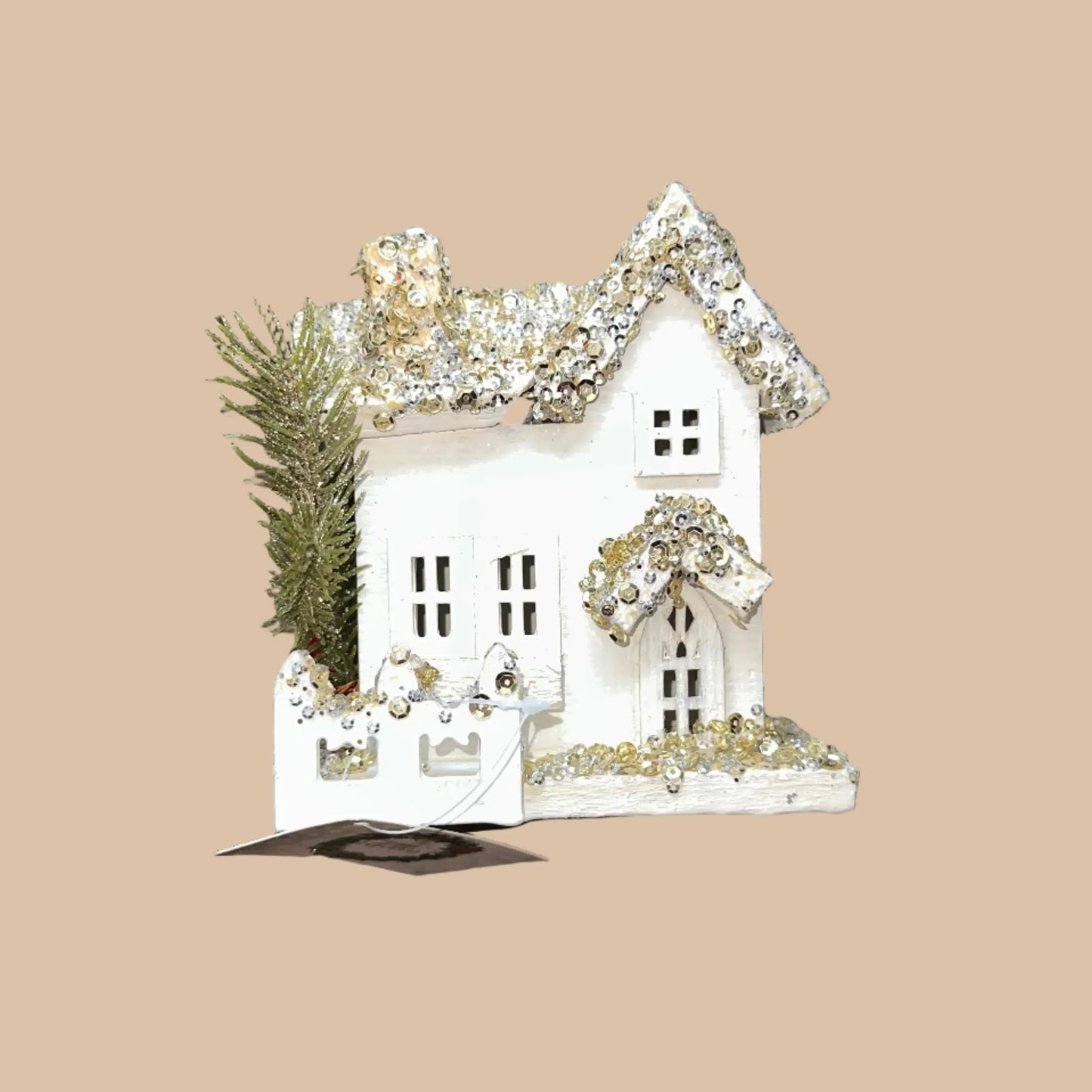 Χριστουγεννιάτικο Σπιτάκι με Glitter Χιονισμένο, 18 εκ.