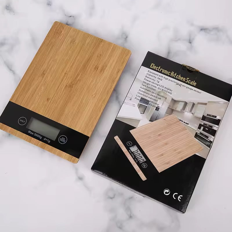 Ηλεκτρονική Ζυγαριά Κουζίνας με Ξύλινη Επιφάνεια κοπης & LCD Οθόνη – Υψηλή Ακρίβεια & Μοντέρνος Σχεδιασμός