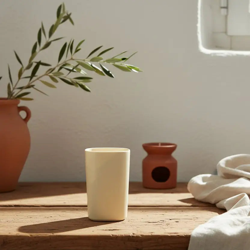 Ποτήρι Μπάνιου & Οδοντόβουρτσας Μπεζ Ματ | Scandi Design - Worthio #