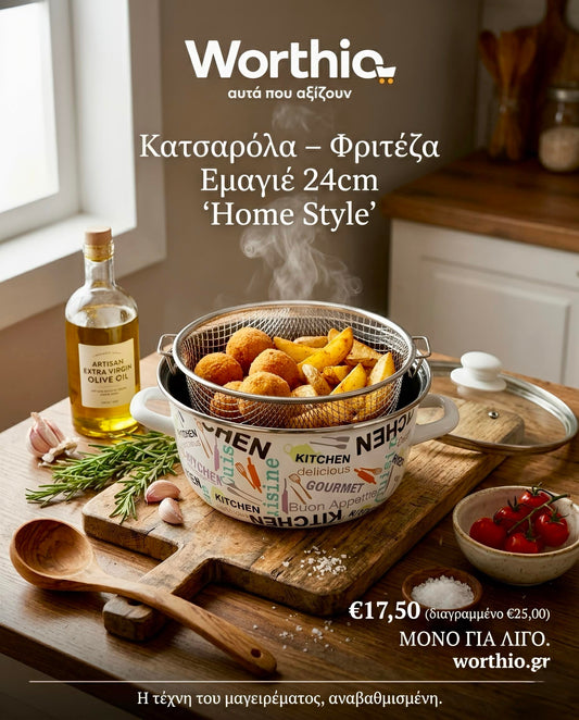 Κατσαρόλα-Φριτέζα Εμαγιέ 24cm ‘Home Style’: Η Έξυπνη Επιλογή για Κάθε Ελληνική Κουζίνα