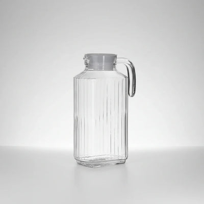 Γυάλινη Κανάτα Ψυγείου Line Οβάλ 1800ml με Καπάκι & Ανάγλυφο Σχέδιο