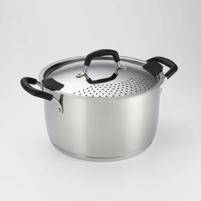 HomeStyle Ανοξείδωτη Κατσαρόλα (Inox) 24cm με Έξυπνο Καπάκι-Σουρωτήρι (5.3 Λίτρα)