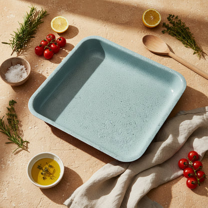 Ταψί Πέτρινο (Marble) Κεραμικό Ορθογώνιο Νο 30 – Κόκκινο, Αντικολλητικό & Ανθεκτικό
