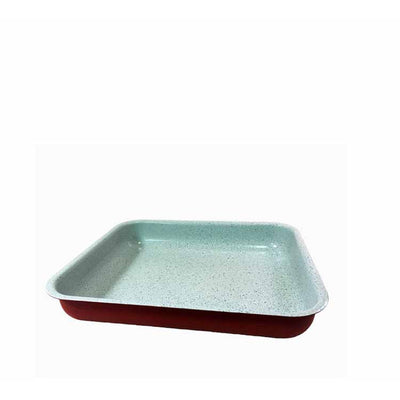 Ταψί Πέτρινο (Marble) Κεραμικό Ορθογώνιο Νο 35 – Κόκκινο, Αντικολλητικό & Ανθεκτικό