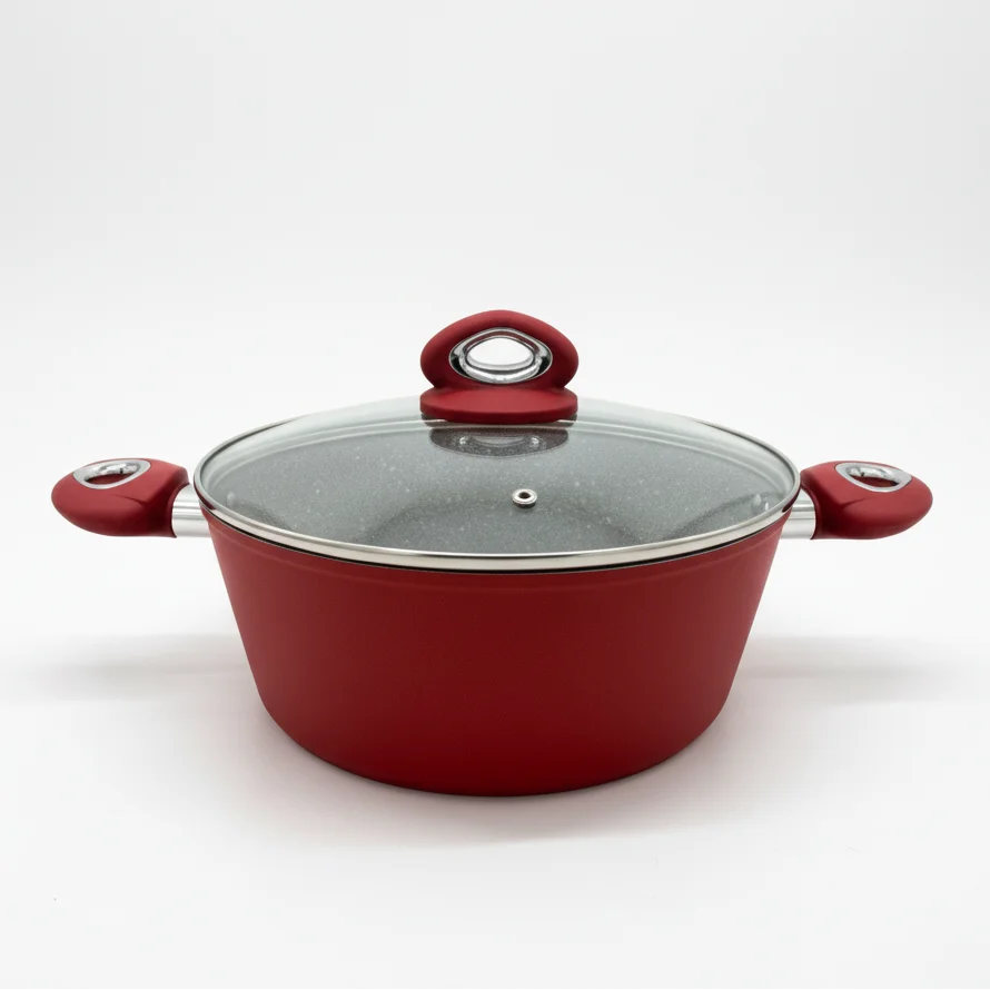 Χύτρα Κεραμική Marble 20cm με Γυάλινο Καπάκι