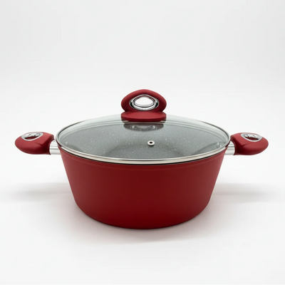 Χύτρα Κεραμική Marble 24cm με Γυάλινο Καπάκι