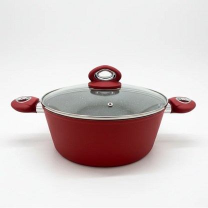 Χύτρα Κεραμική Marble 22cm με Γυάλινο Καπάκι