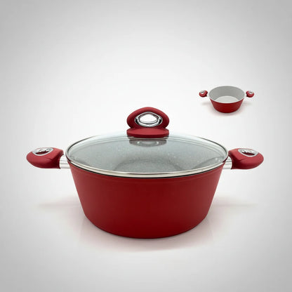 Χύτρα Κεραμική Marble 22cm με Γυάλινο Καπάκι