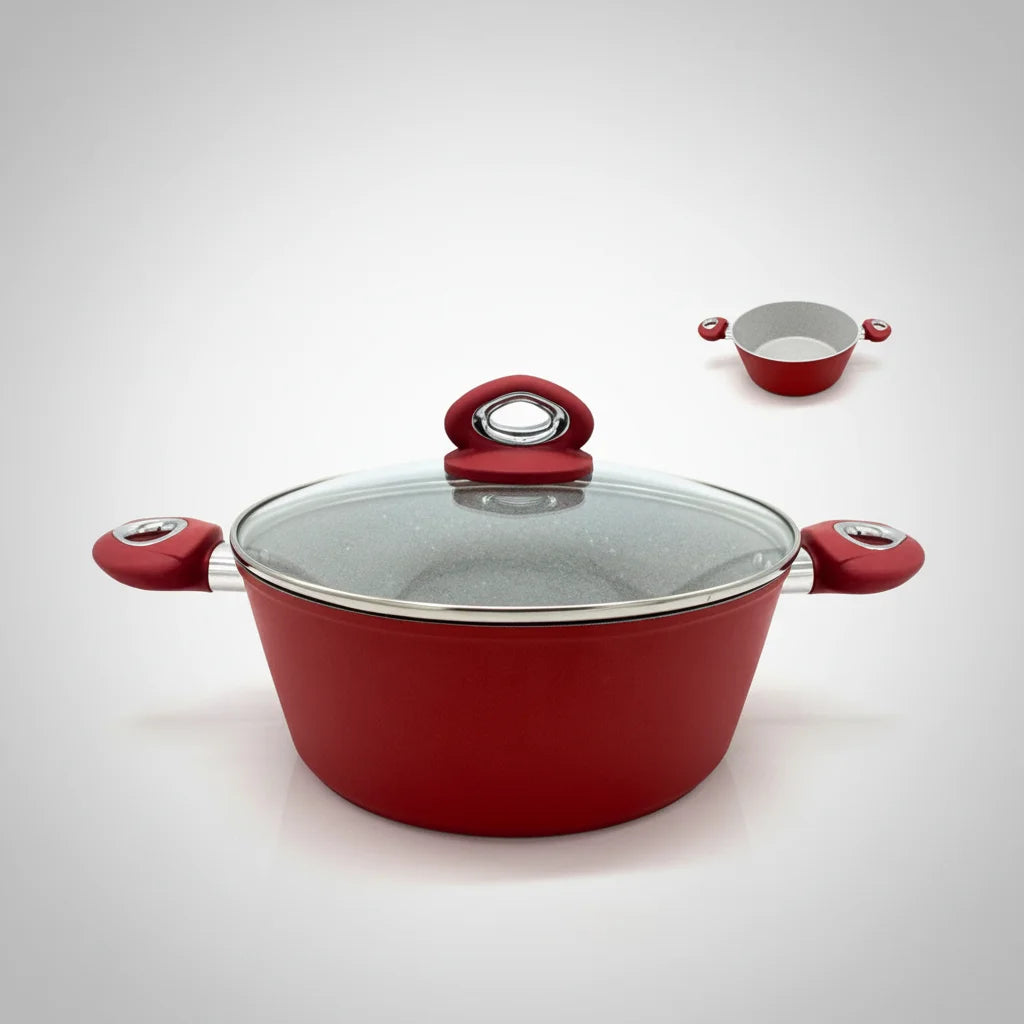 Χύτρα Κεραμική Marble 20cm με Γυάλινο Καπάκι