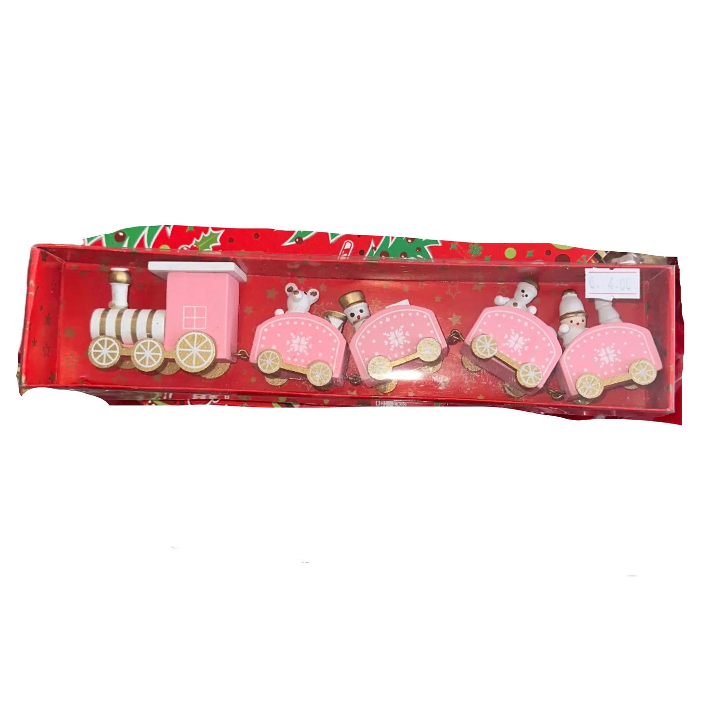 Ροζ Χριστουγεννιάτικο Τρενάκι με Φιγούρες