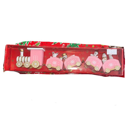 Ροζ Χριστουγεννιάτικο Τρενάκι με Φιγούρες
