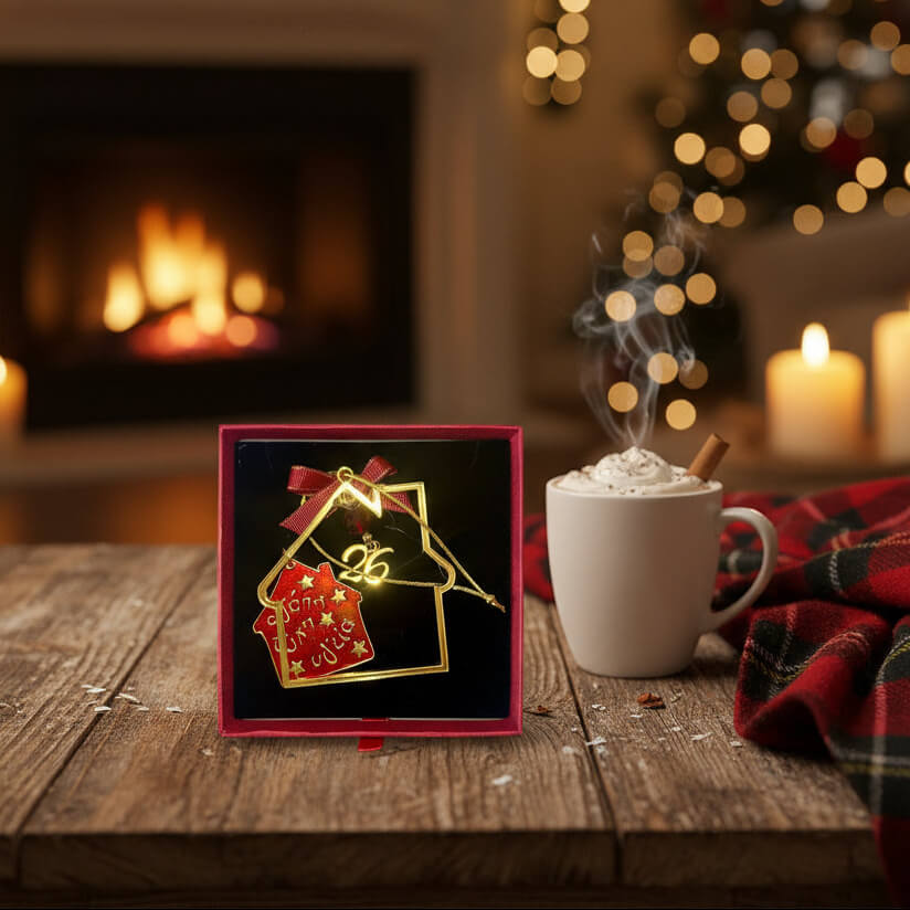 Χριστουγεννιάτικο Γούρι με κουτί δώρου “Santa Lives Here” – Για Ένα Σπίτι Γεμάτο Μαγεία