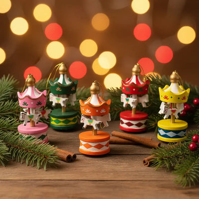 Σετ Χριστουγεννιάτικα Στολίδια Carousel με Άλογο – Mini, Πολύχρωμο, 5 εκ.