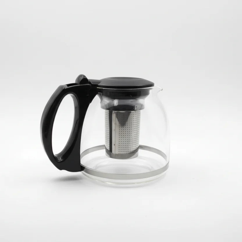 Γυάλινη Καφετιέρα / Τσαγιέρα 1100ml με Ανοξείδωτη Σήτα (Inox) & Μαύρη Λαβή - Worthio  #