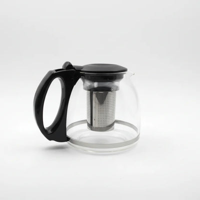 Γυάλινη Καφετιέρα / Τσαγιέρα 1100ml με Ανοξείδωτη Σήτα (Inox) & Μαύρη Λαβή - Worthio  #