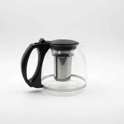 Γυάλινη Καφετιέρα / Τσαγιέρα 1100ml με Ανοξείδωτη Σήτα (Inox) & Μαύρη Λαβή - Worthio  #