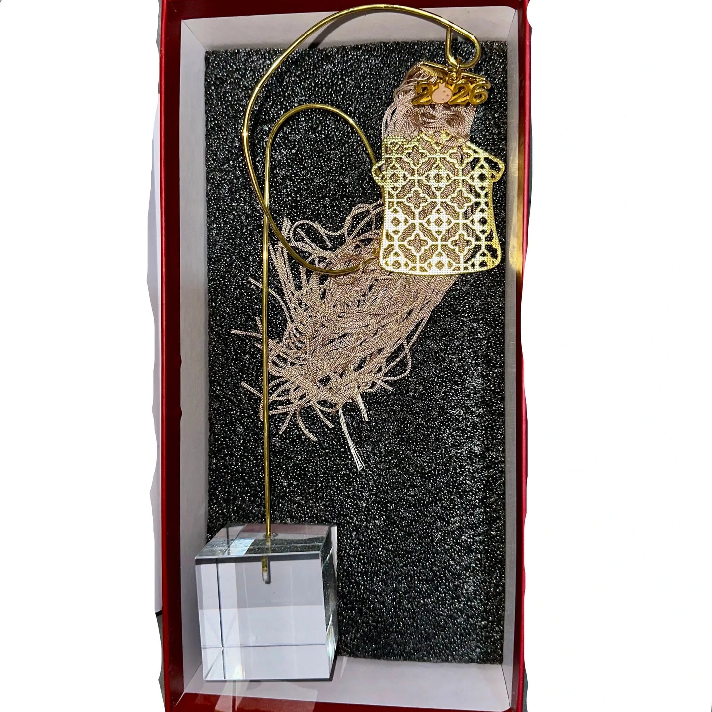 Επιτραπέζιο Διακοσμητικό χρυσο Σπίτι 2026 – Με μπεζ φούντες και βάση