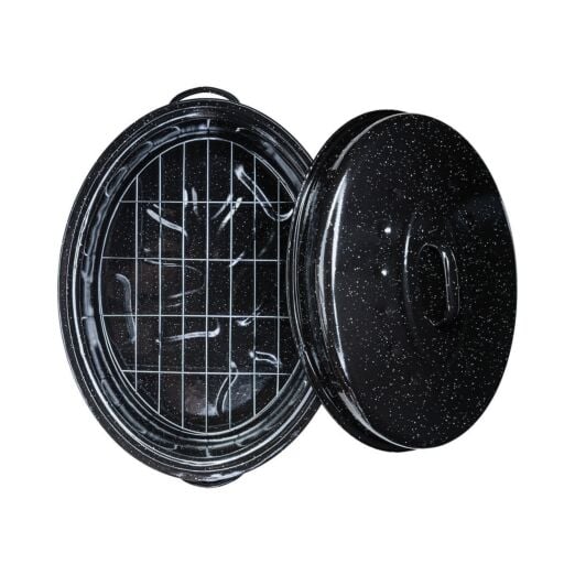 Γάστρα Εμαγιέ με Σχάρα 42x32cm – Ιδανική για Roasting & Μαγειρέματα Φούρνου