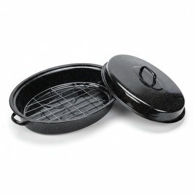 Γάστρα Εμαγιέ με Σχάρα 45x35cm – Ιδανική για Roasting & Μαγειρέματα Φούρνου