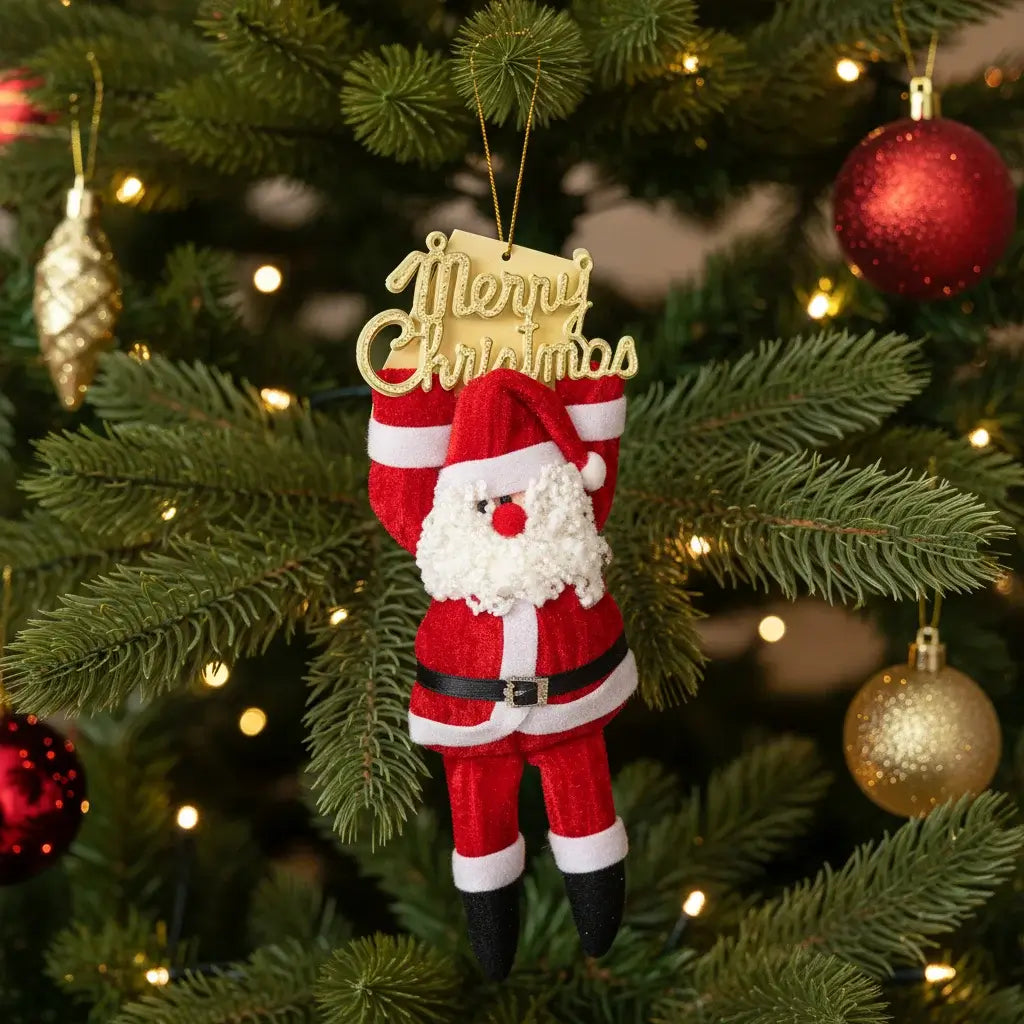 Γιορτινό Στολίδι Άγιος Βασίλης με Επιγραφή "Merry Christmas" – Χριστουγεννιάτικη Διακόσμηση Δέντρου