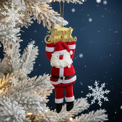 Γιορτινό Στολίδι Άγιος Βασίλης με Επιγραφή "Merry Christmas" – Χριστουγεννιάτικη Διακόσμηση Δέντρου