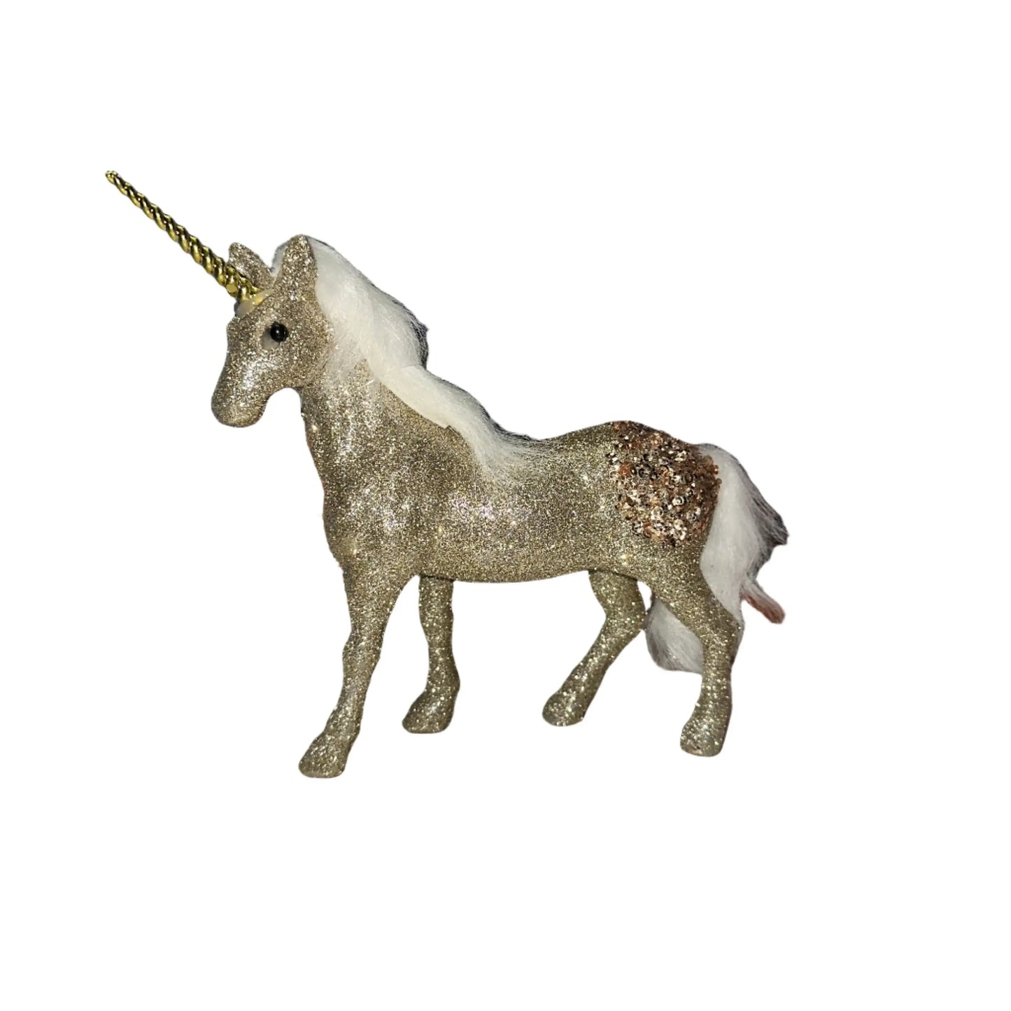 Χρυσός Μονόκερος με Glitter και Πέρλες – Γιορτινό Διακοσμητικό για Χριστουγεννιάτικη Ατμόσφαιρα