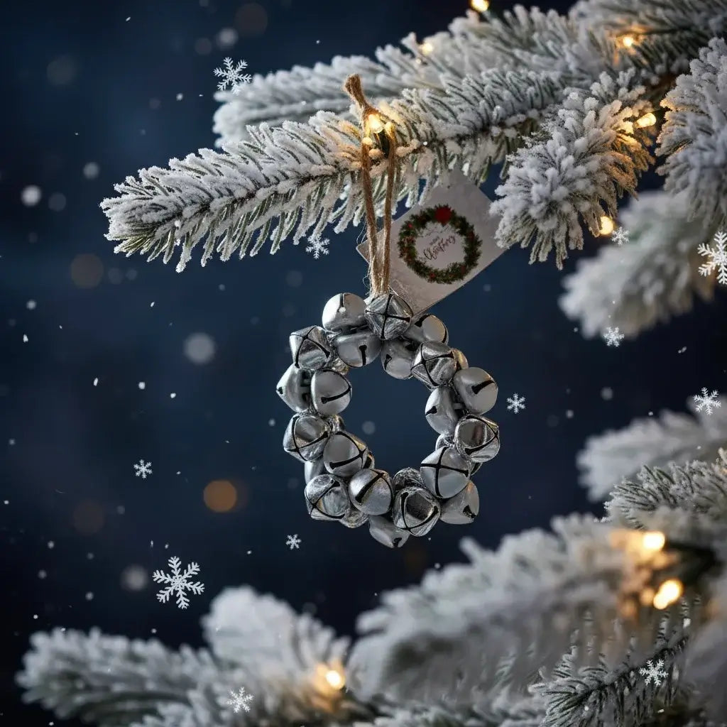 Χριστουγεννιάτικο Στολίδι Στεφάνι από Ασημένια Κουδουνάκια – Rustic Γιορτινή Διακόσμηση