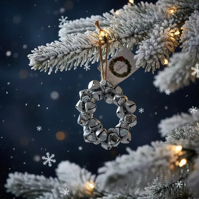 Χριστουγεννιάτικο Στολίδι Στεφάνι από Ασημένια Κουδουνάκια – Rustic Γιορτινή Διακόσμηση