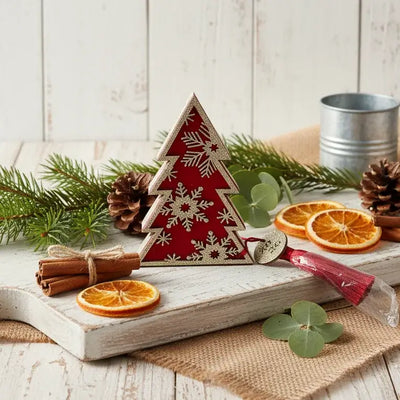 Χριστουγεννιάτικο Γούρι Δέντρο με Χρυσές Λεπτομέρειες & Φούντα – Γιορτινό Διακοσμητικό 2026