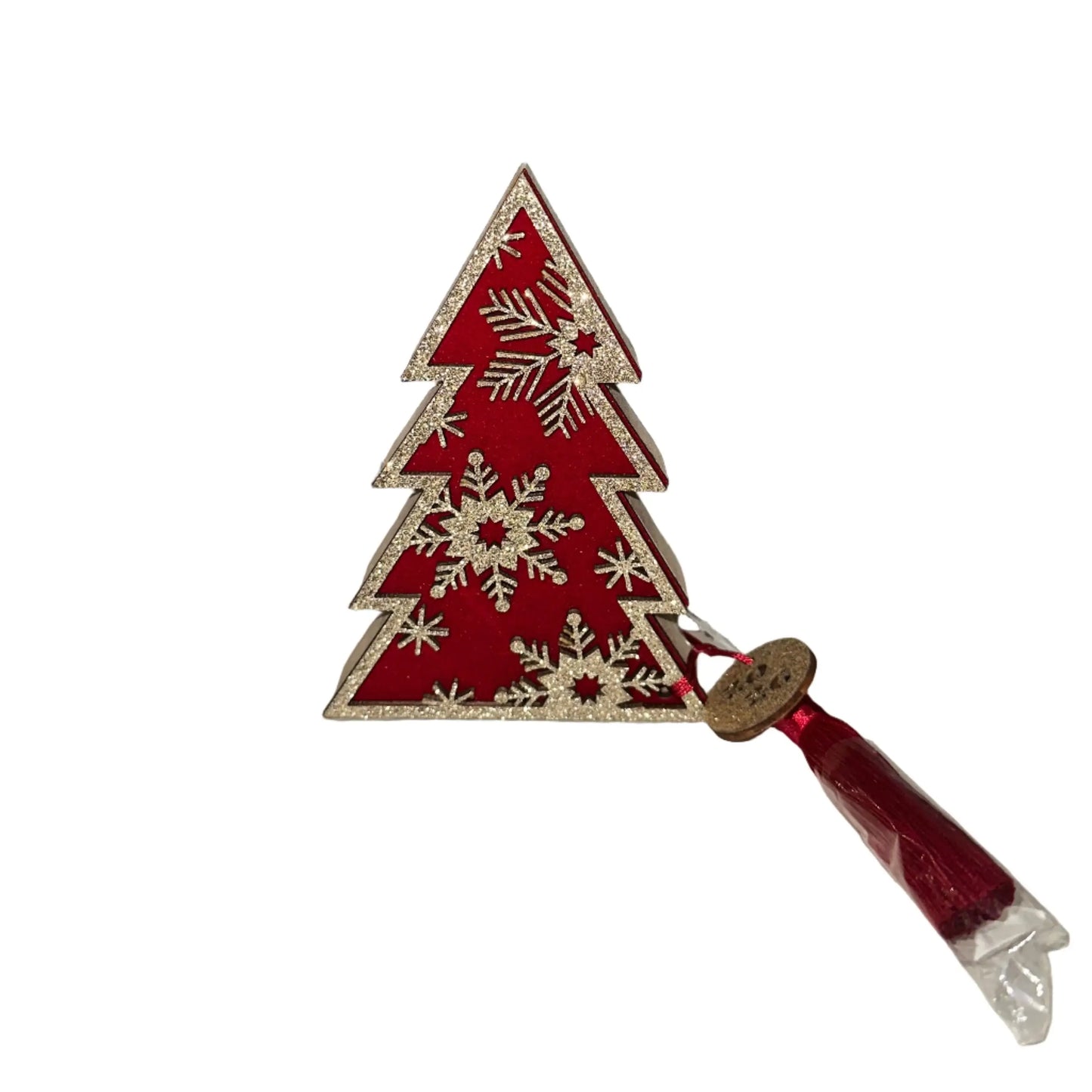 Χριστουγεννιάτικο Γούρι Δέντρο με Χρυσές Λεπτομέρειες & Φούντα – Γιορτινό Διακοσμητικό 2026