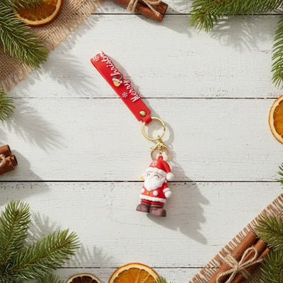 Χριστουγεννιάτικο Μπρελόκ Άγιος Βασίλης με Κορδέλα "Merry Christmas" – Γιορτινό Αξεσουάρ & Δώρο