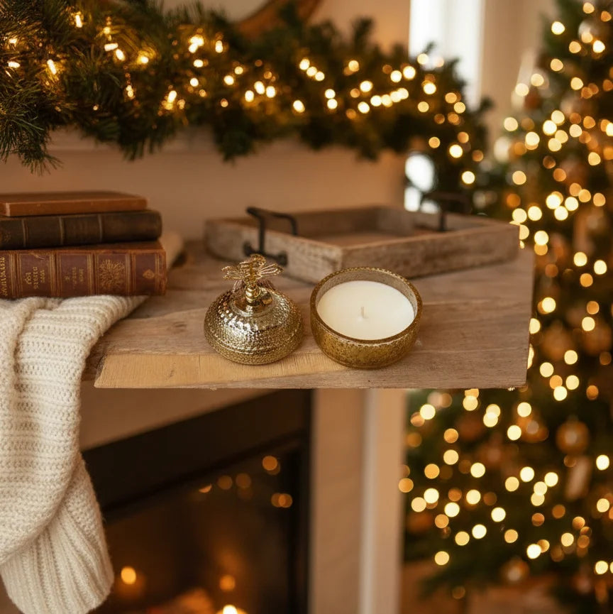 Γούρι 2026 με Αρωματικό Κερί – Χρυσή Σφαίρα με Νιφάδα & Φούντα σε Συλλεκτική Συσκευασία