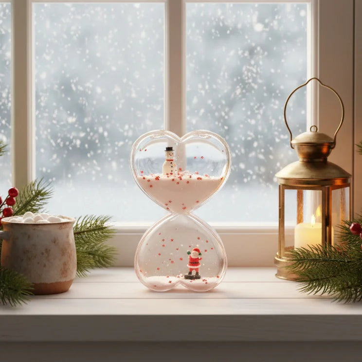 Διακοσμητική Κλεψύδρα με Χριστουγεννιάτικο Θέμα – Στολίδι με Άγιο Βασίλη & Χιονάνθρωπο