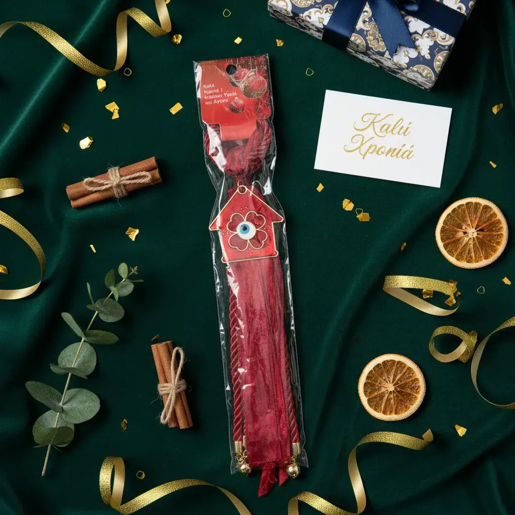 Γούρι Σπιτιού 2026 με Μάτι & Σπιτάκι - Κόκκινο Χειροποίητο Γούρι Καλής Χρονιάς | Δώρο Πρωτοχρονιάς