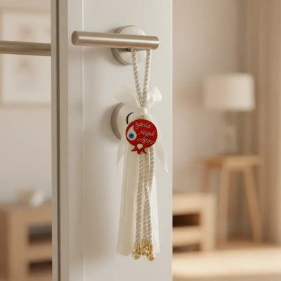 Διακοσμητικό Γούρι “Υγεία Αγάπη Ειρήνη” – Χειροποίητο Γιορτινό Στολίδι με Κορδόνι