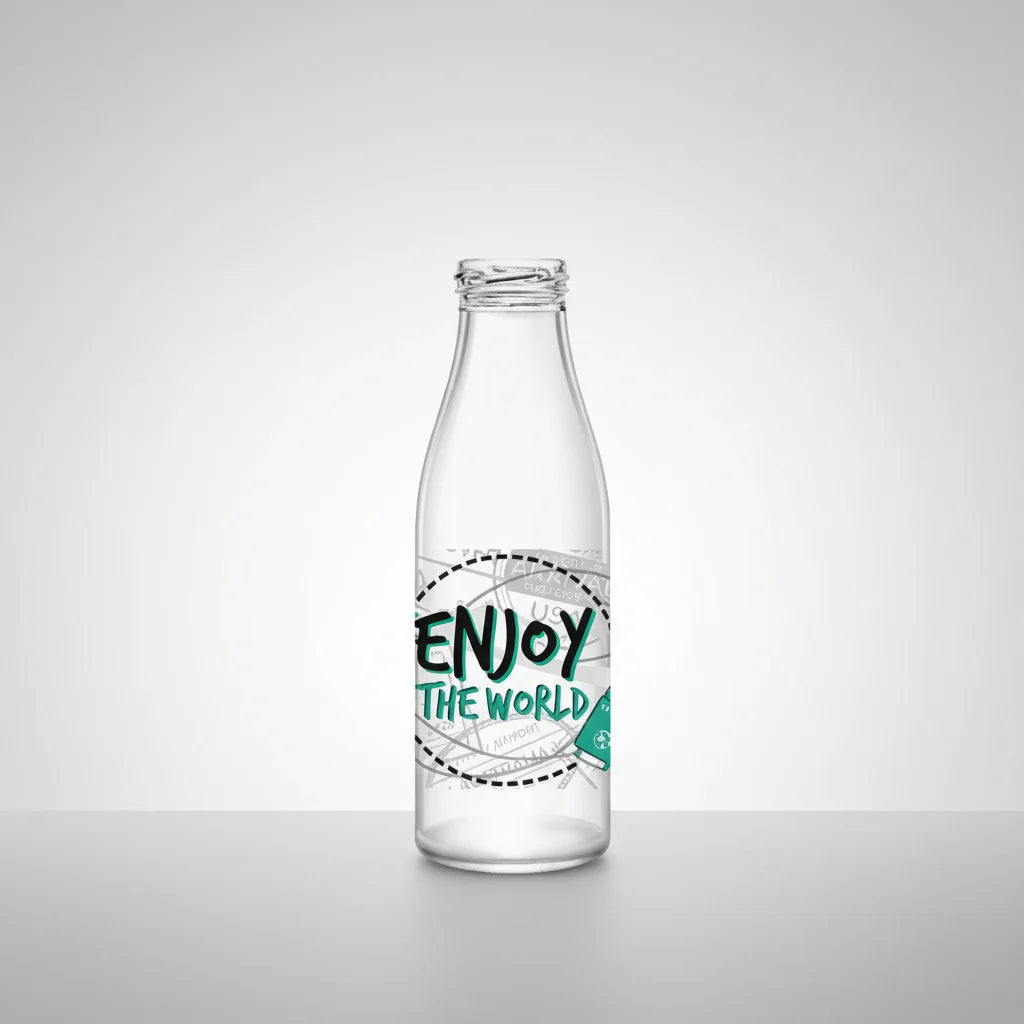 Μπουκάλι Γυάλινο Στρογγυλό 1lt Enjoy The World