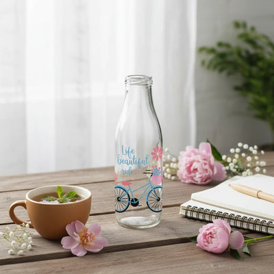 Μπουκάλι Γυάλινο 1 Λίτρο Γάλακτος Life Beautiful- Διακοσμητικό Vintage - Εναλλακτική Όψη