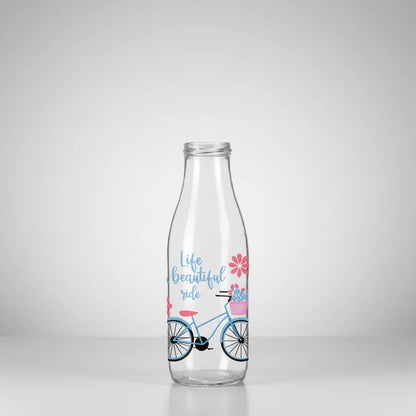 Μπουκάλι Γυάλινο 1 Λίτρο Γάλακτος Life Beautiful- Διακοσμητικό Vintage