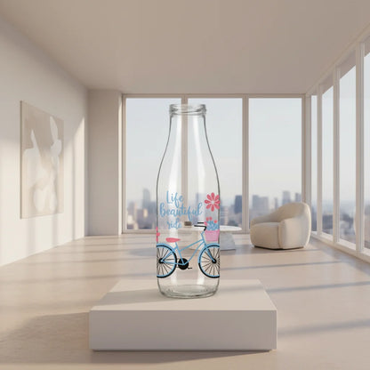 Μπουκάλι Γυάλινο 1 Λίτρο Γάλακτος Life Beautiful- Διακοσμητικό Vintage