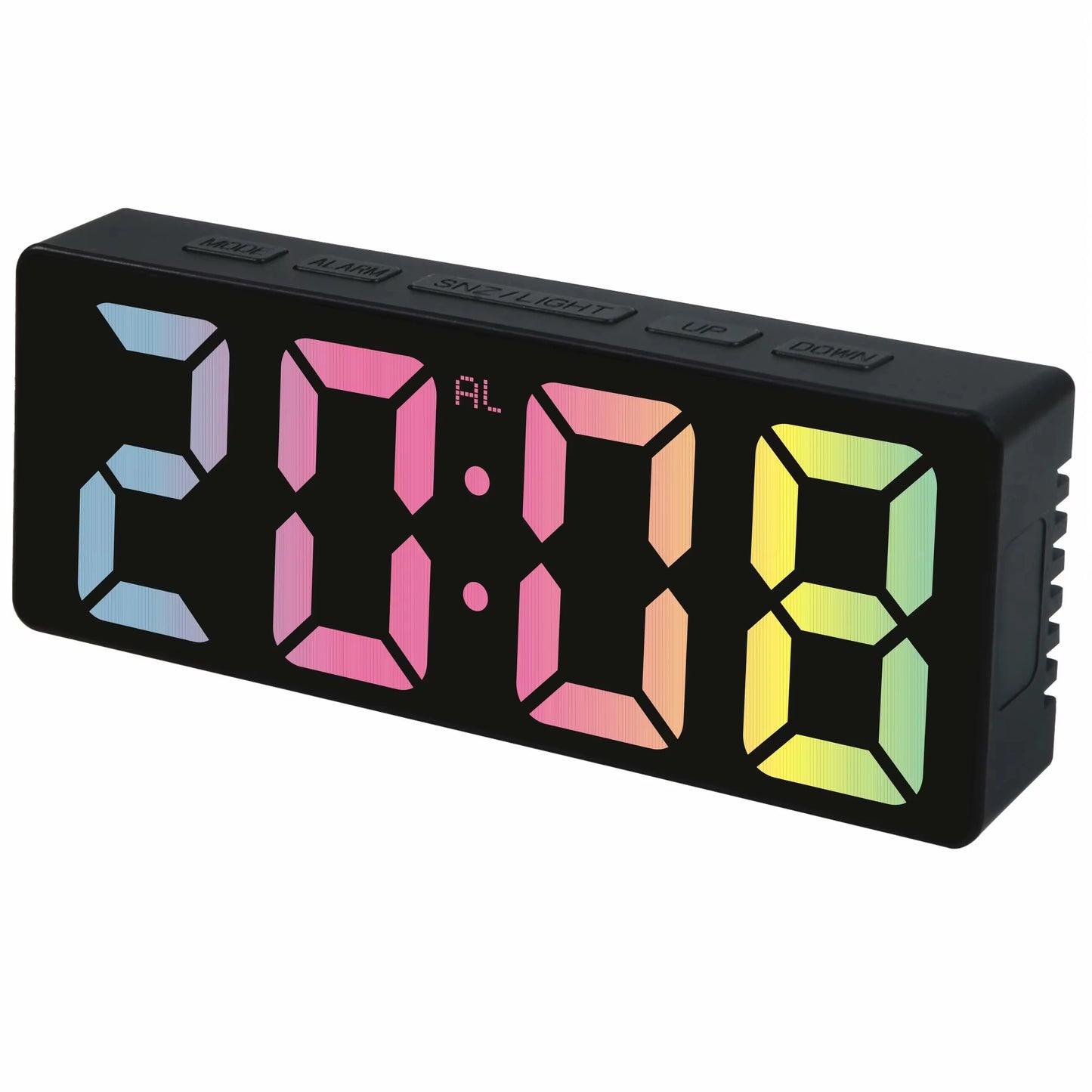 Ψηφιακό Ξυπνητήρι LED με Πολύχρωμη Οθόνη & Πλήκτρα Ρύθμισης 