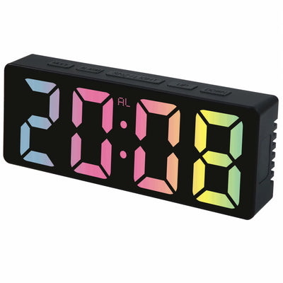 Ψηφιακό Ξυπνητήρι LED με Πολύχρωμη Οθόνη & Πλήκτρα Ρύθμισης – Μοντέρνος Σχεδιασμός για Κρεβατοκάμαρα ή Γραφείο