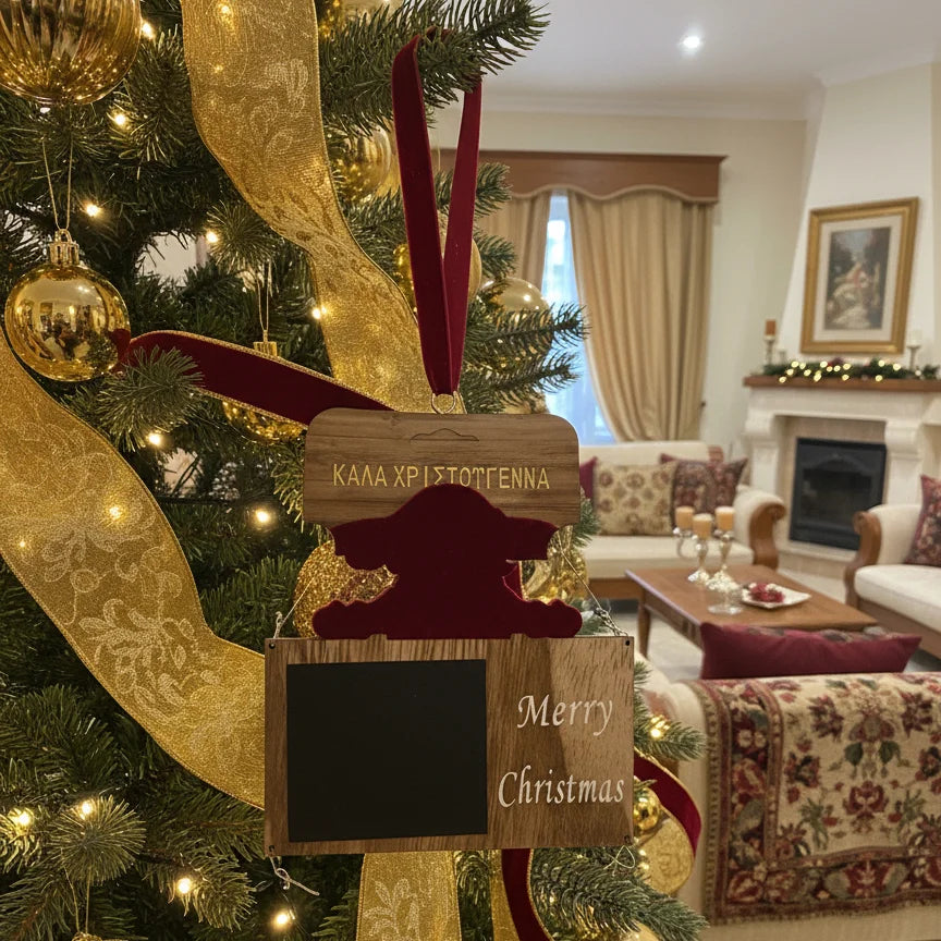 Ξύλινο Επιτοίχιο Στολίδι “Καλά Χριστούγεννα” με Πίνακα
