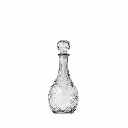 Γυάλινη Καράφα - Φιάλη Ποτού "Rhombus" 850ml με Ανάγλυφο Σχέδιο & Σφαιρικό Πώμα